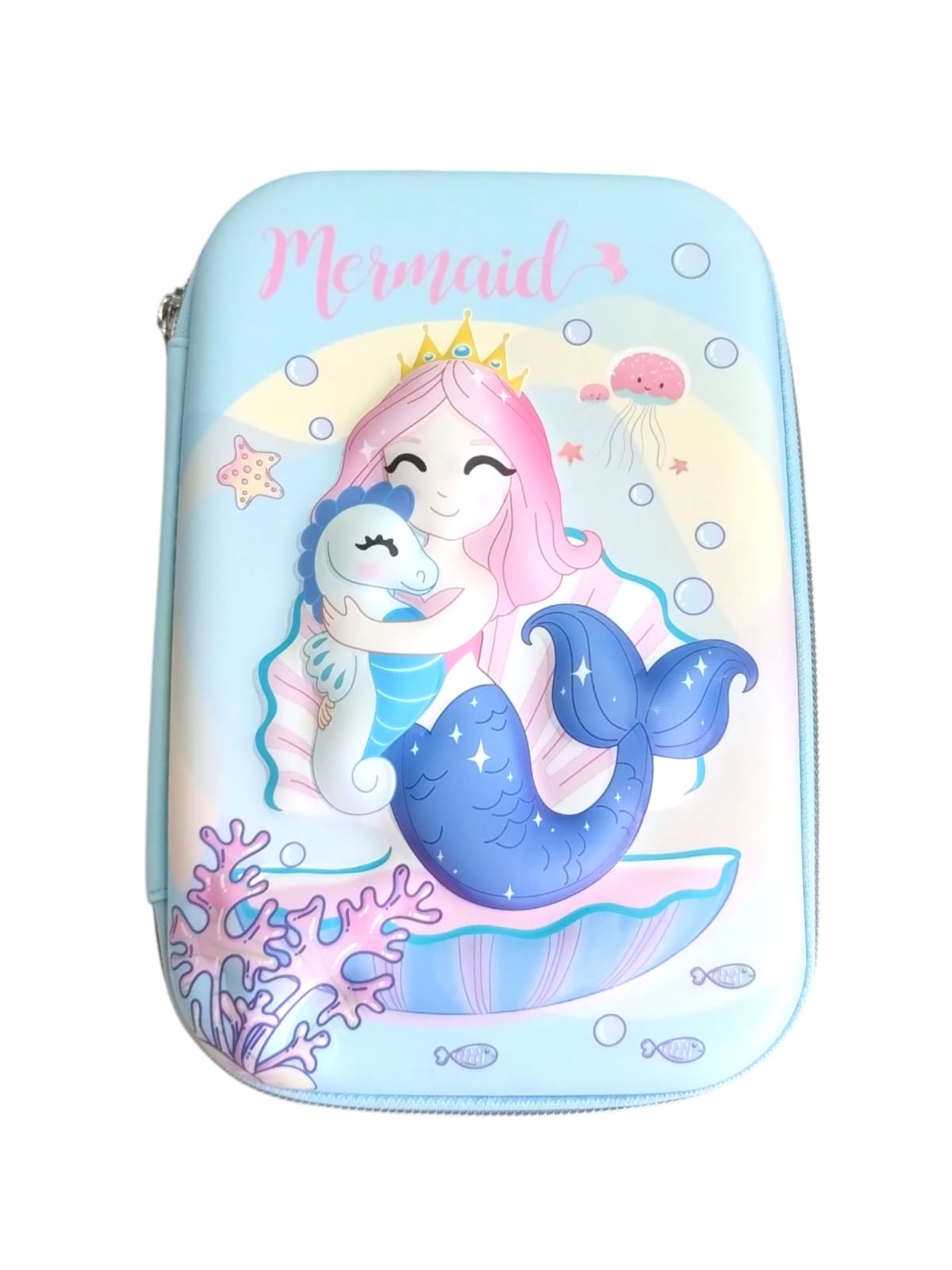 Cartuchera organizadora sirena 3d celeste