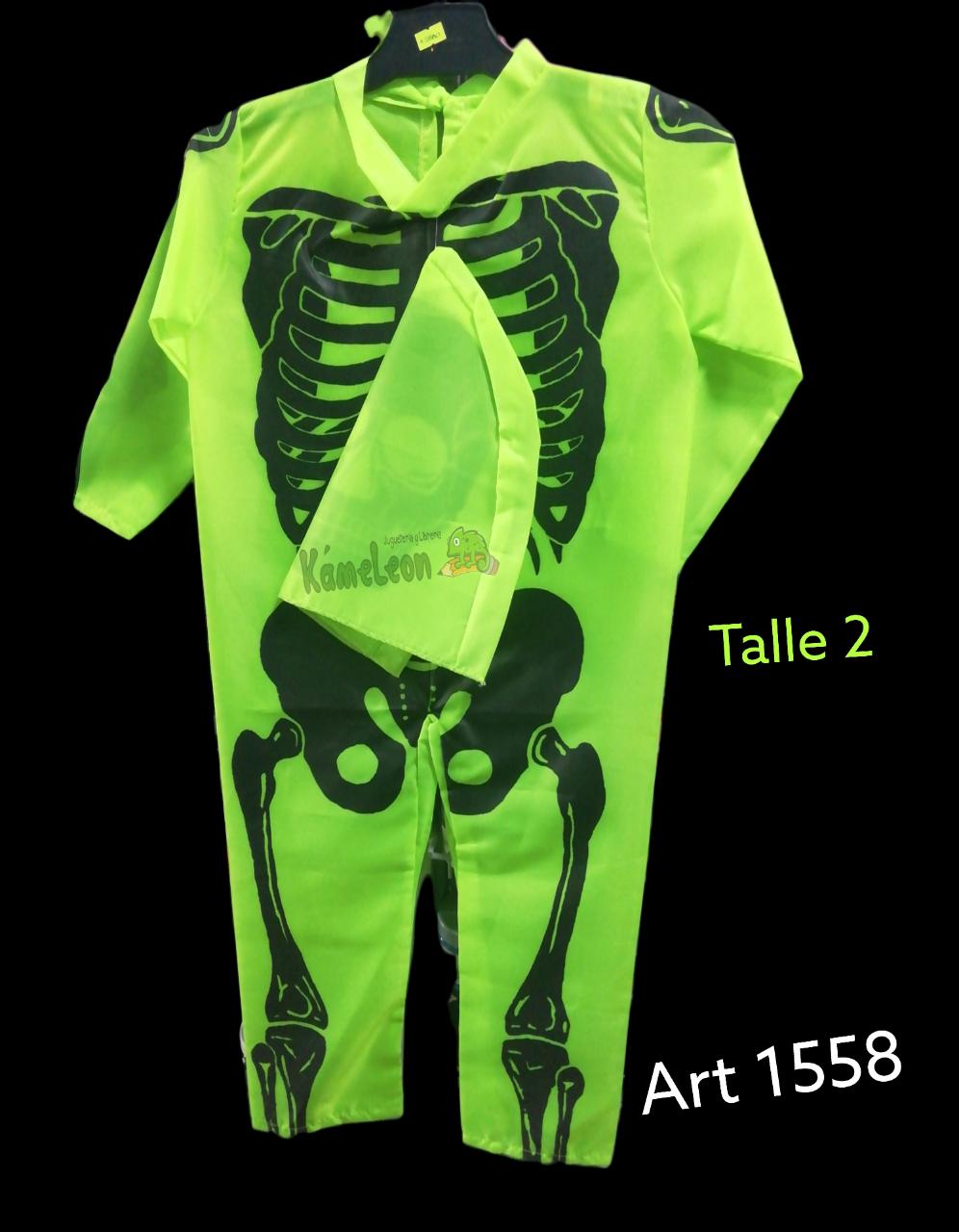 Disfraz esqueleto verde fluo 