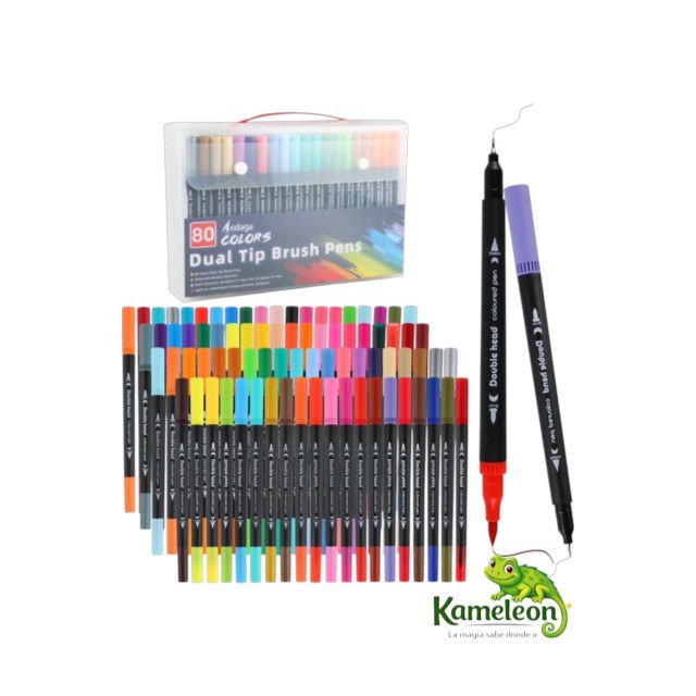 Set de marcadores doble punta x80