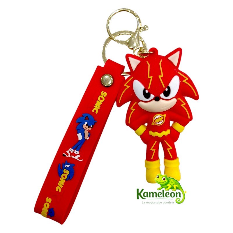 LLAVERO SONIC FLASH DE GOMA CON ARGOLLAS