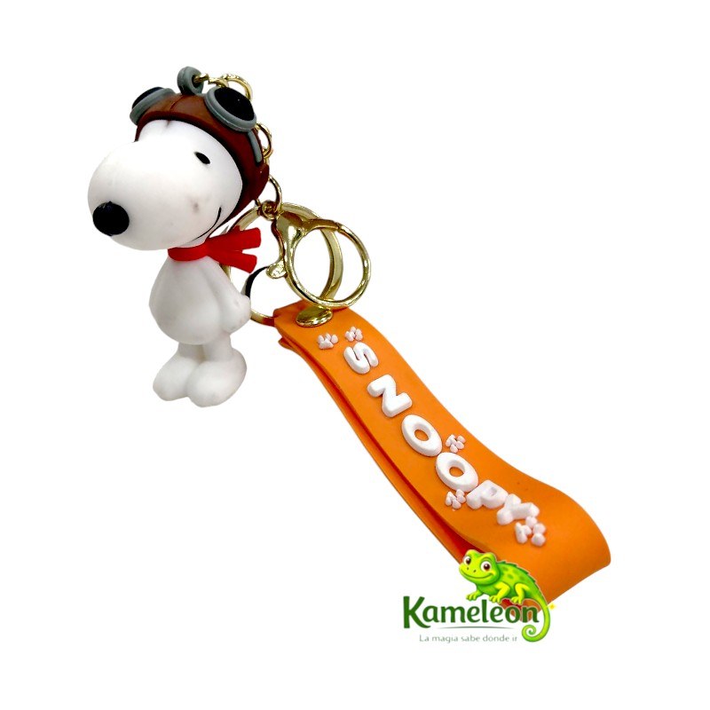 LLAVERO SNOOPY AVIADOR DE GOMA CON ARGOLLAS