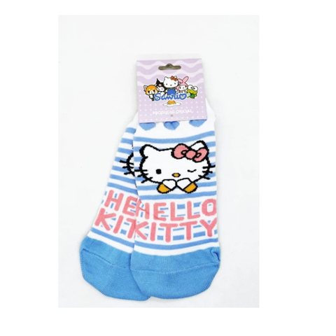 Medias cortas hello kitty rayas azules