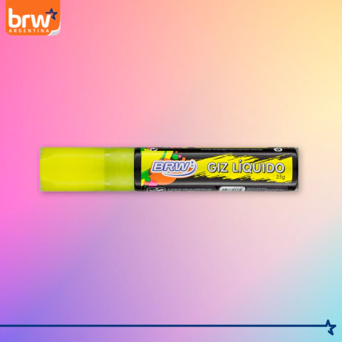 Marcador brw tiza liquida neon punta 6mm reversible amarillo
