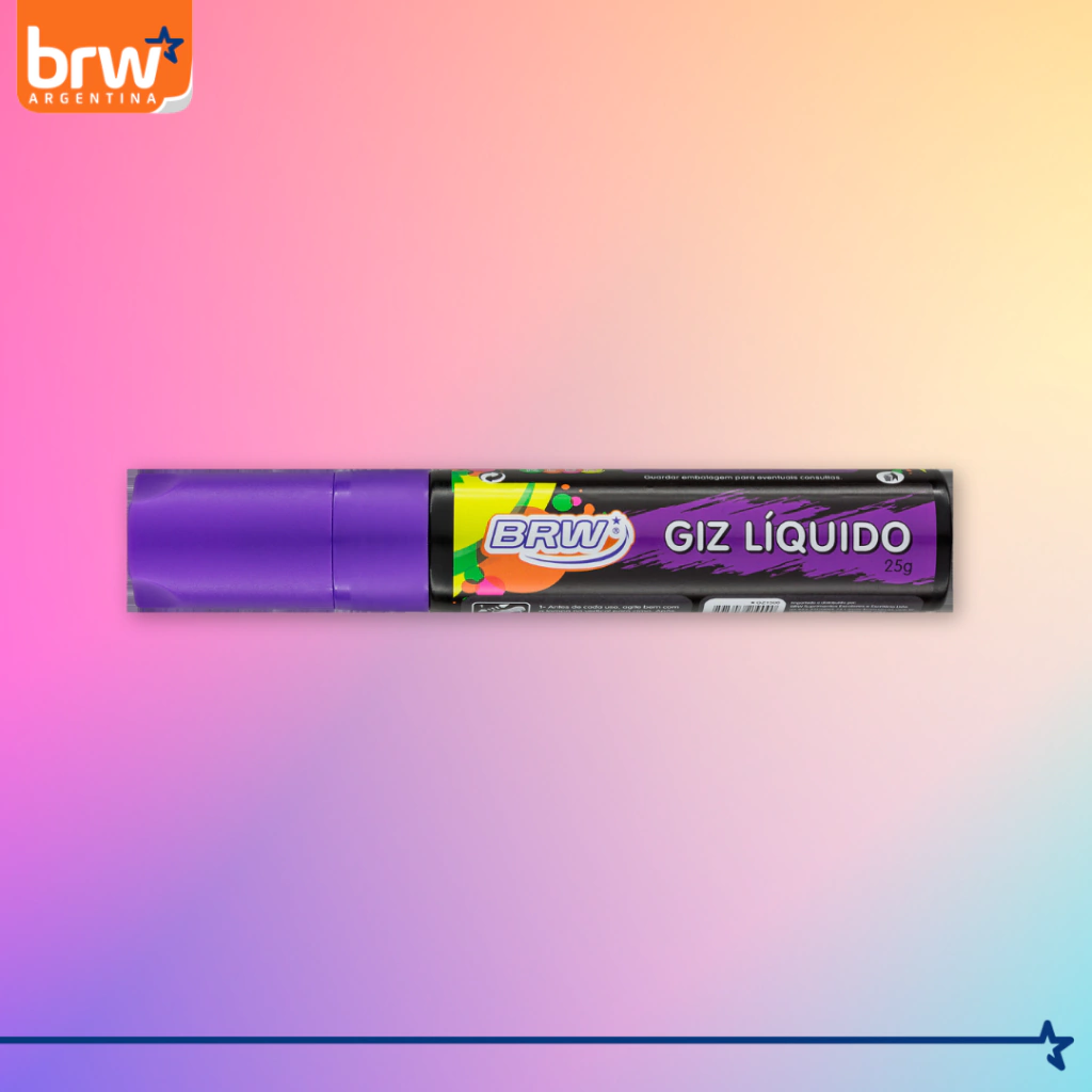 Marcador brw tiza liquida neon punta 6mm reversible violeta