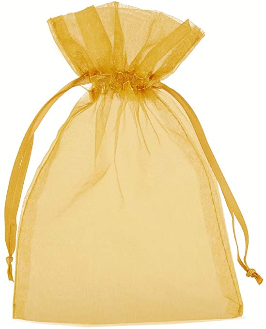 Bolsa de tul dorada  x 1  de  7x10 cm 