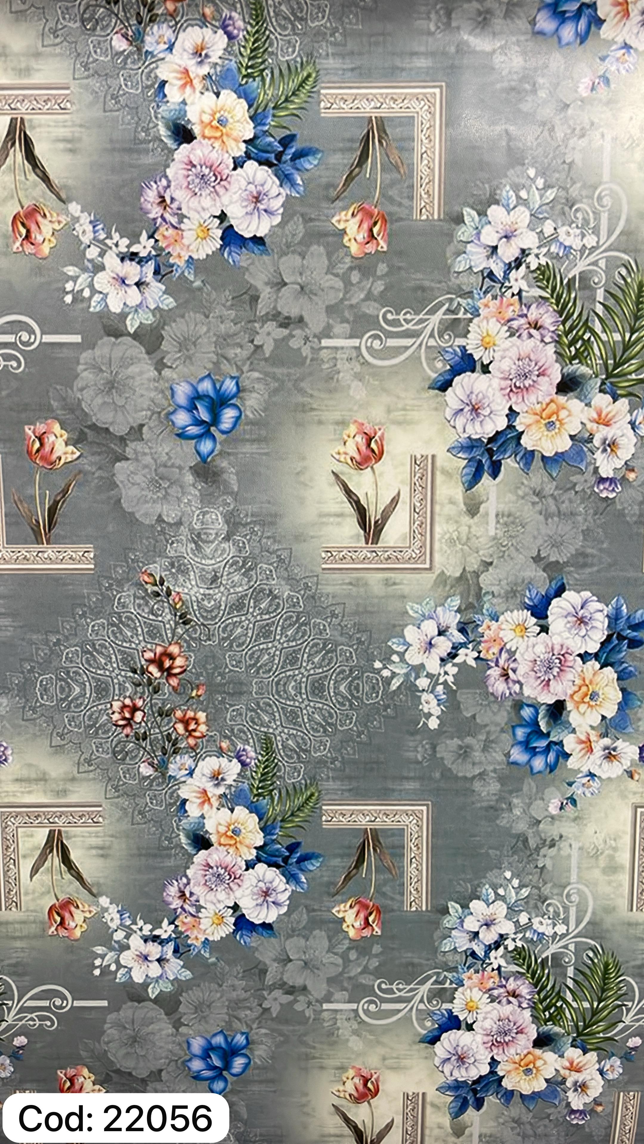 Papel de regalo ilustracion flores con cuadro