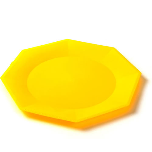Plato octogonal grande amarillo plastico