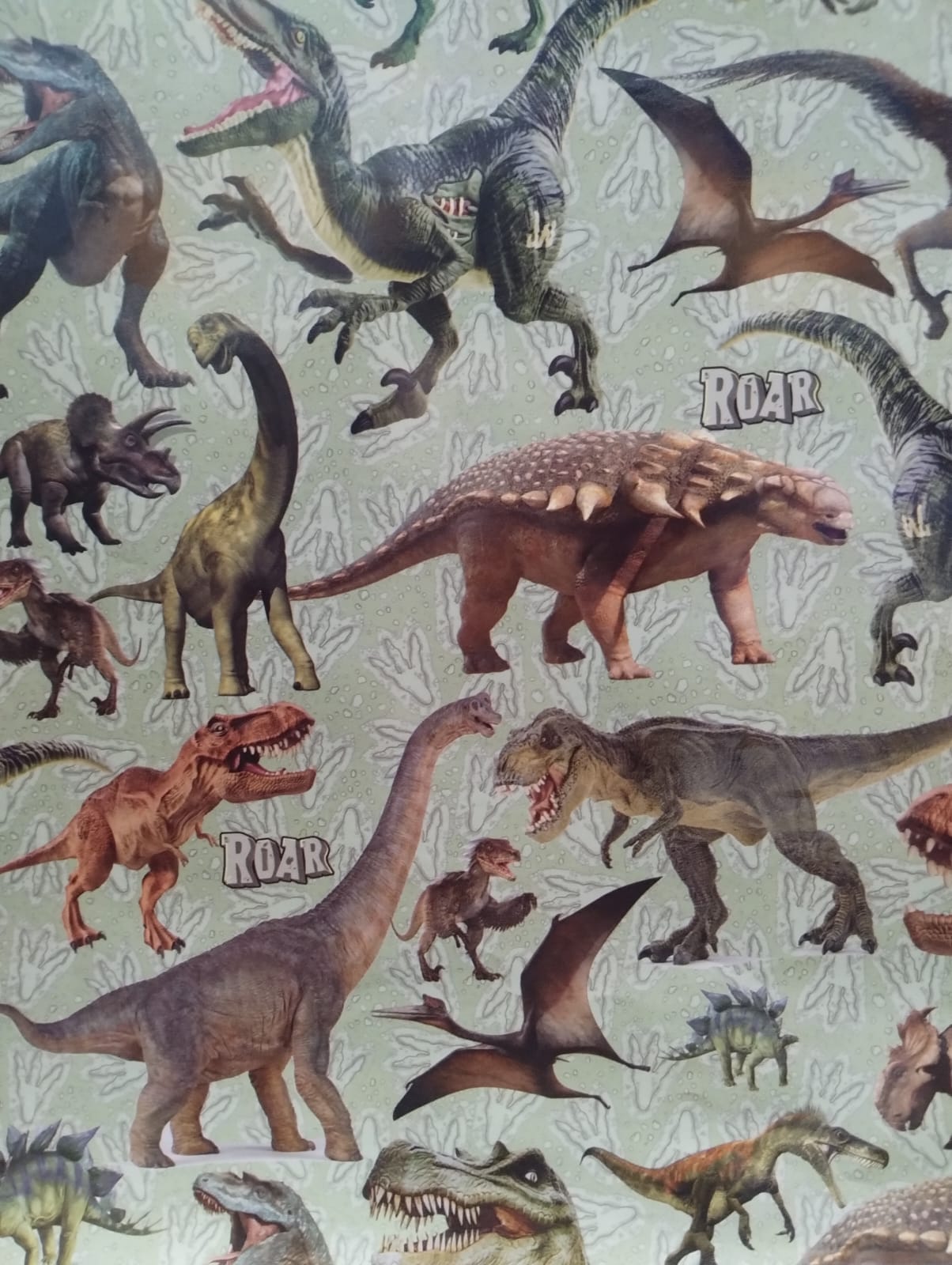 Papel de forrar con diseÑos dinosaurios 50cm  x 70cm