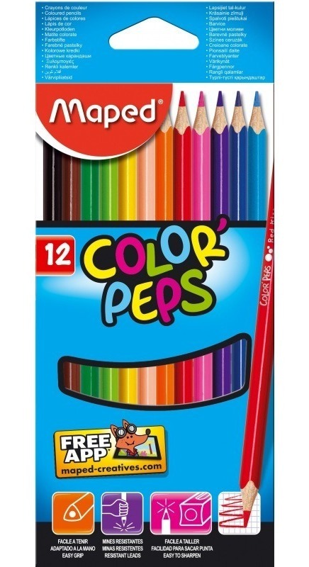 Lapices color peps x12 largos maped
