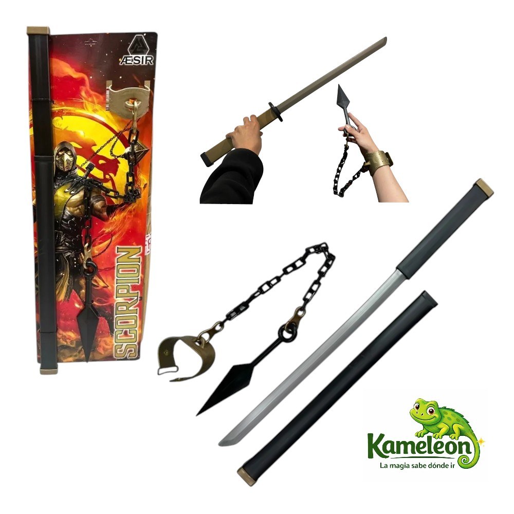 KIT COSPLAY MORTAL KOMBAT SCORPIONS ESPADA CON KUNAI