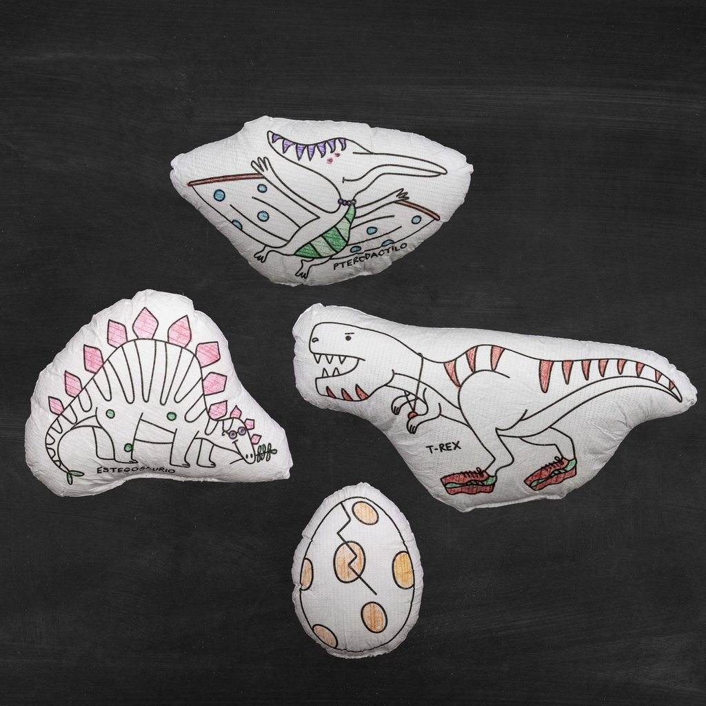 Peluches pintables y lavables dinosaurios