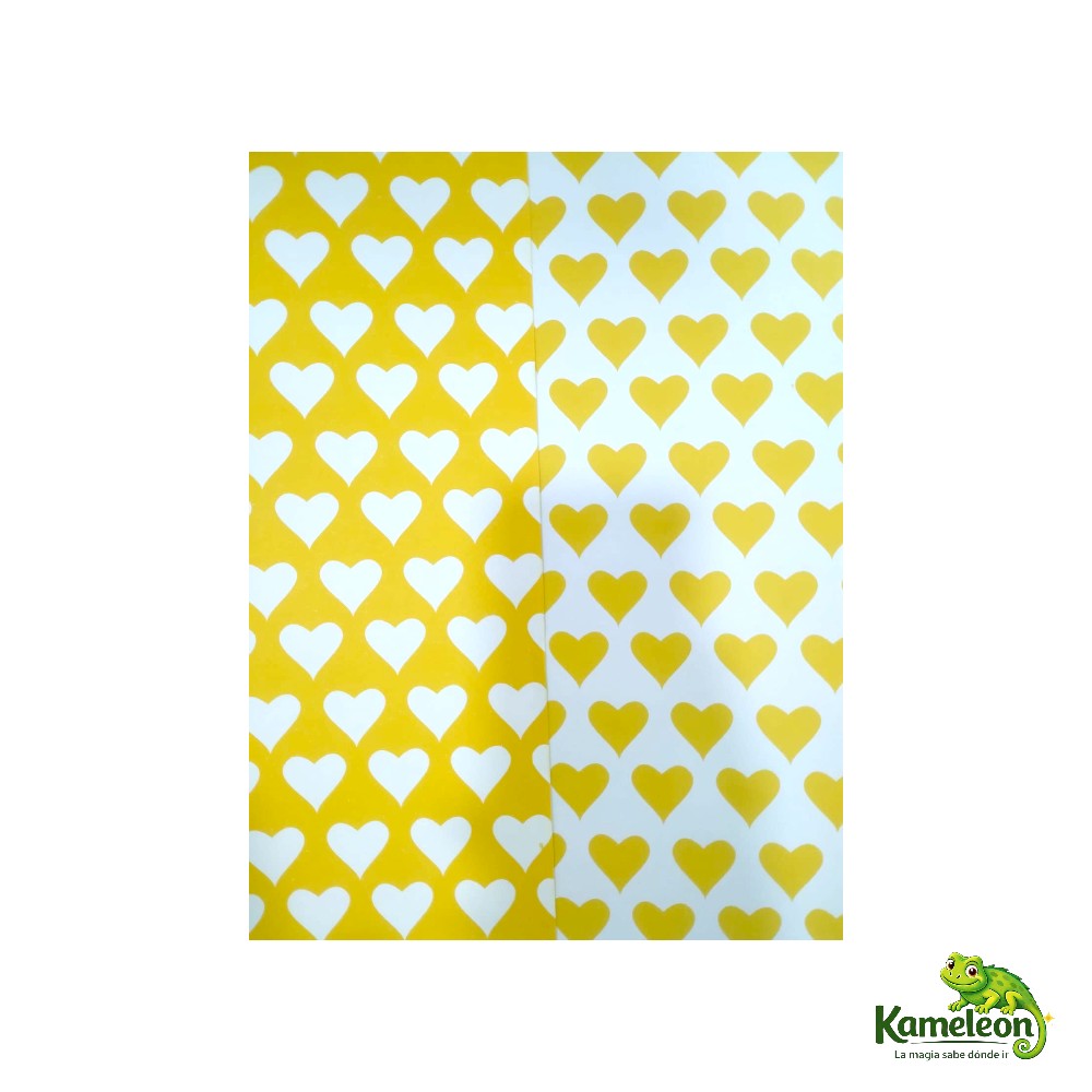 Cartulina entretenida corazon grande amarillo y blanco