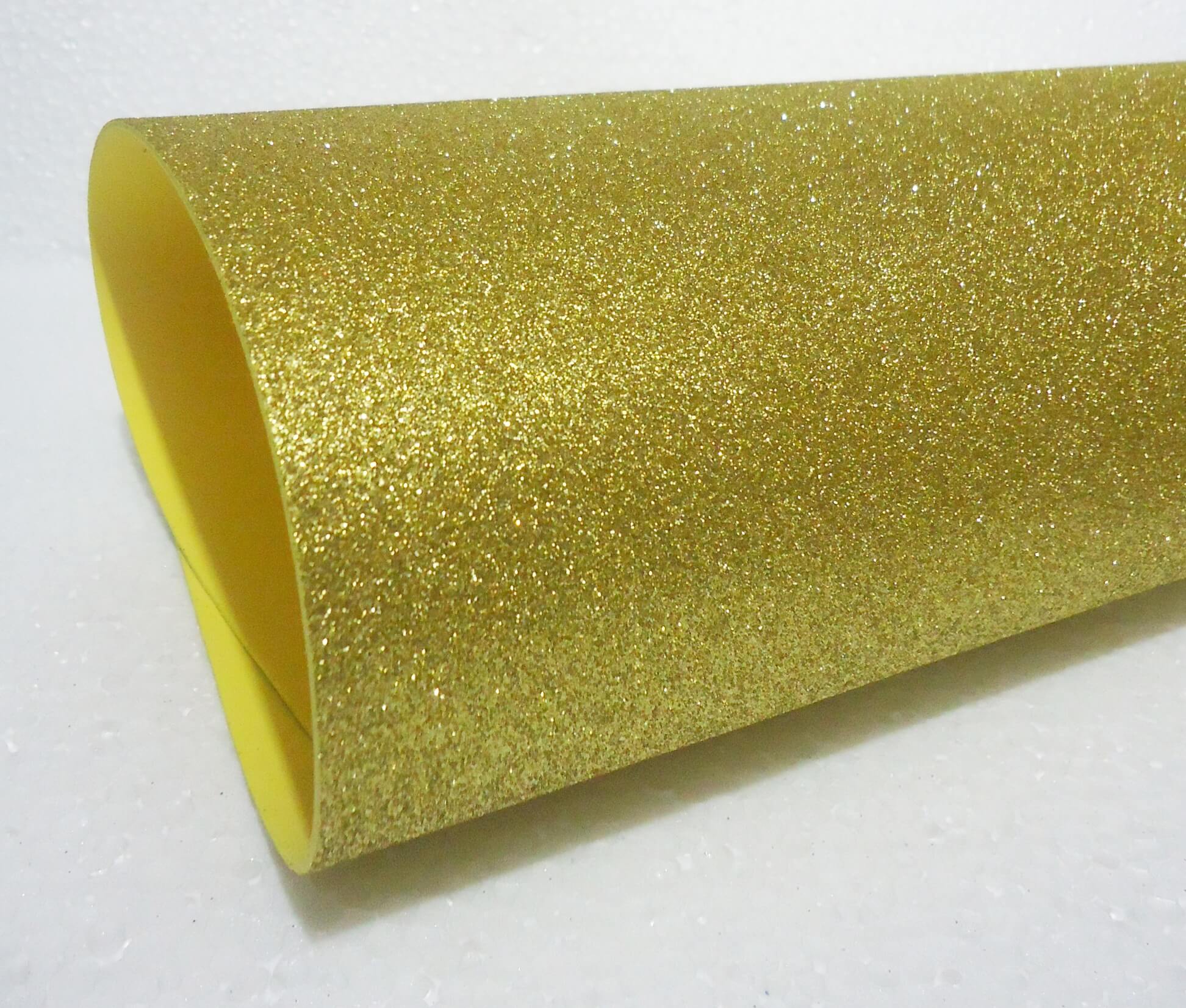 Goma eva gibre amarillo con brillo 