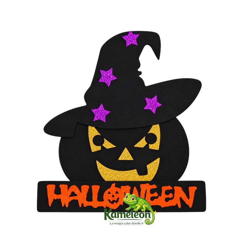 CARTEL DE GOMA EVA CON BRILLO HALLOWEEN