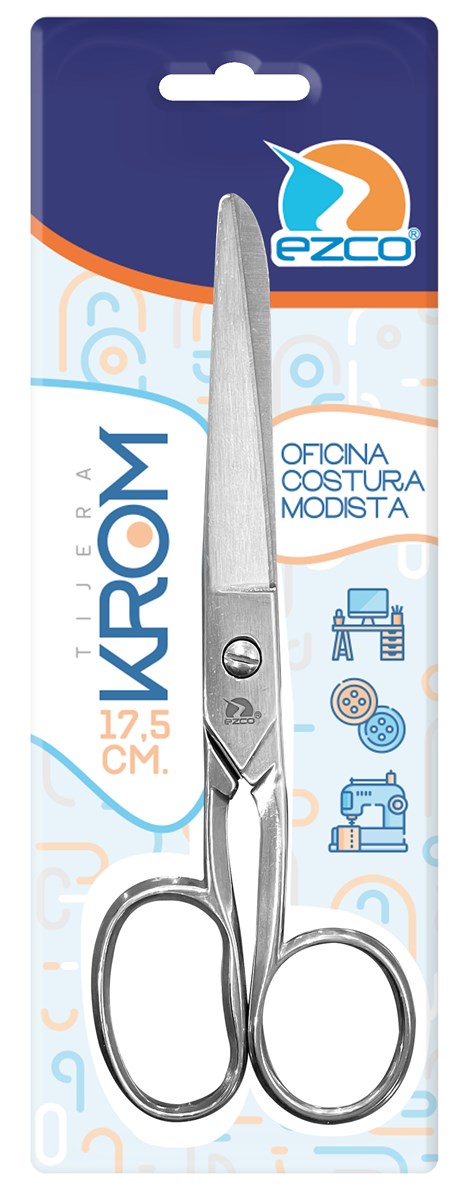 Tijera krom 17.5cm ezco -oficina, costura, modista-