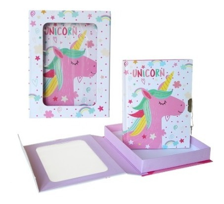 Diario en caja rectangular unicornio