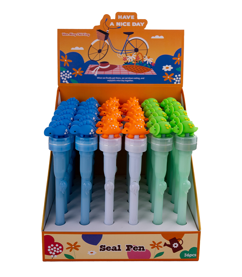 Lapicera retractil multipaper con sellito dino 