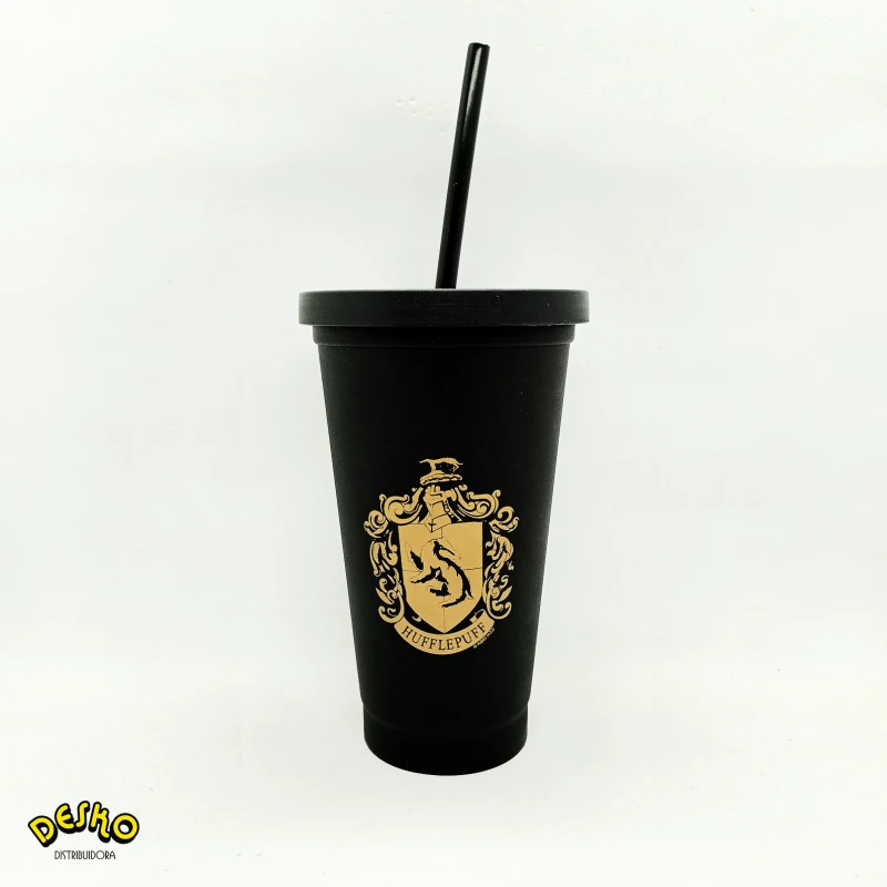 Vaso plastico negro harry potter hufflepuff