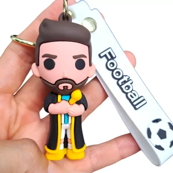 Llavero de goma  messi con capa y copa 