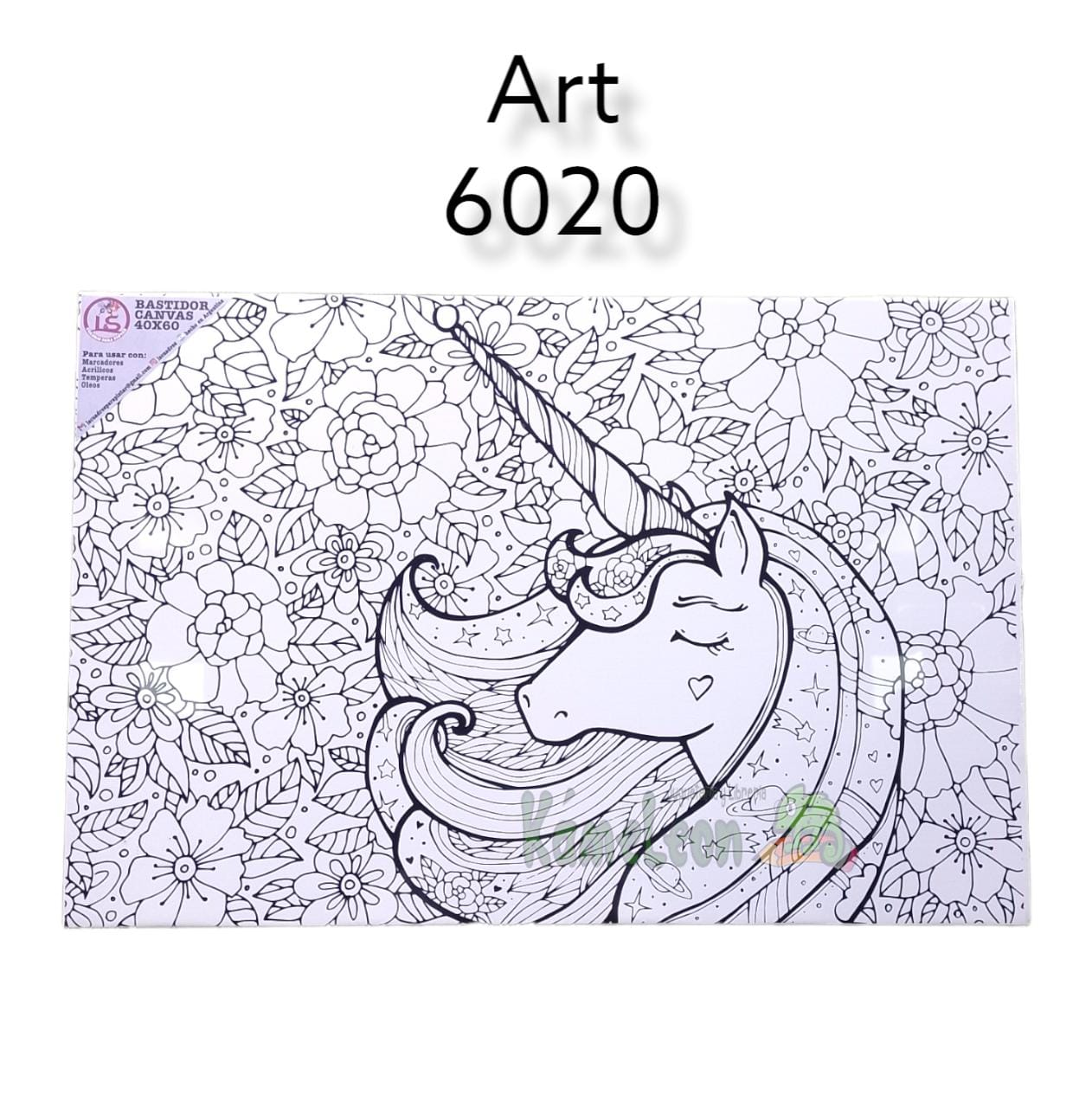 Bastidor 40x60 unicornio con flores 