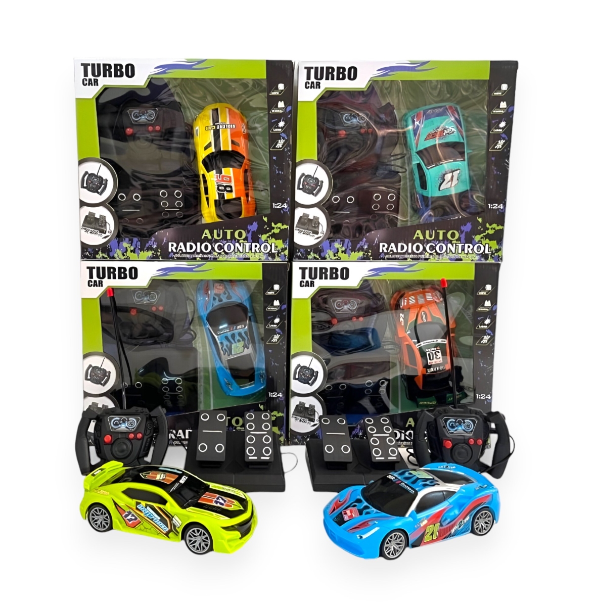 Auto turbo car radio control  con pedal y volante esc 1:24