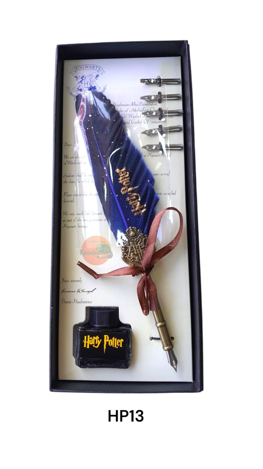 Harry potter set caja lapicera pluma + repuestos + tinta
