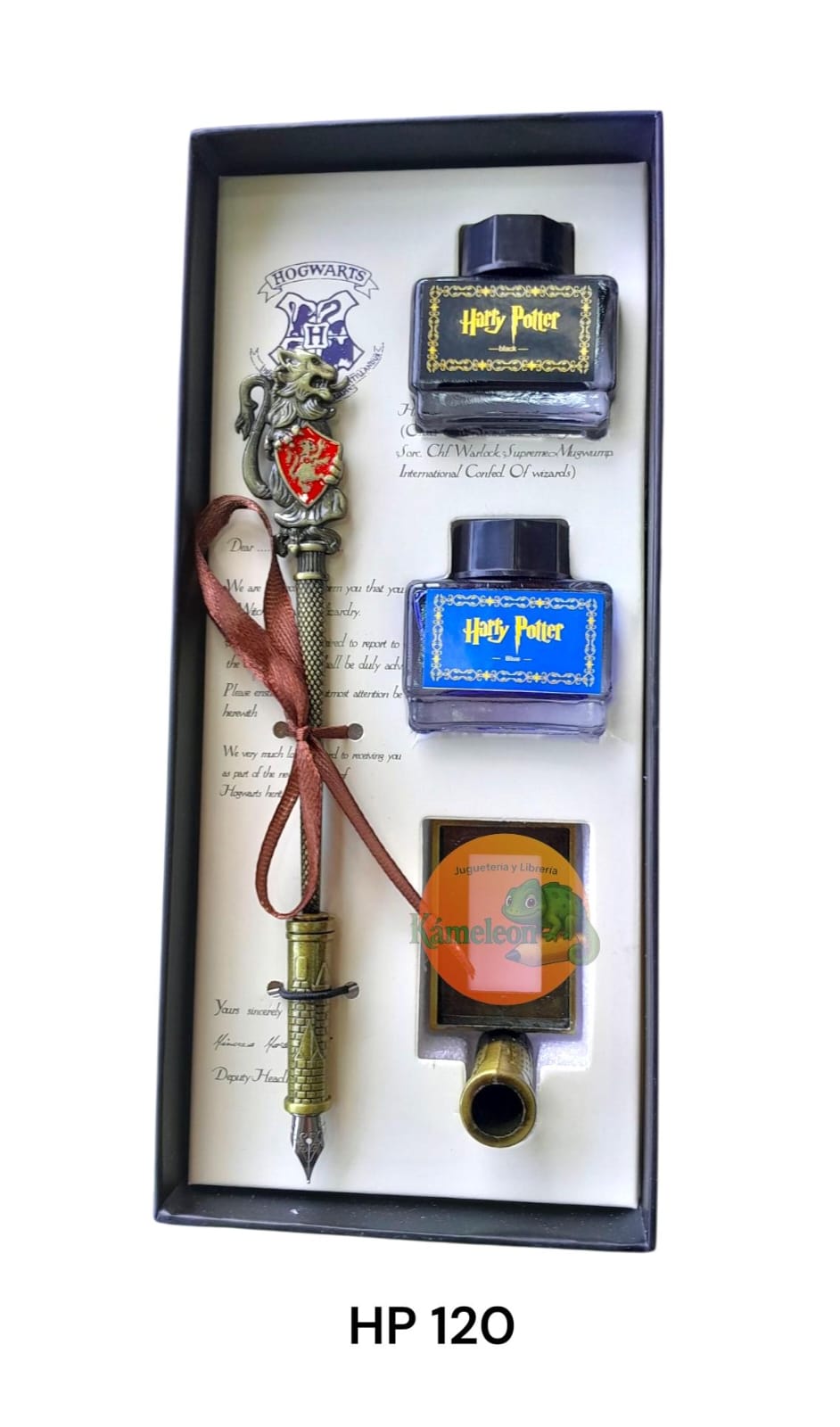 Harry potter set caja lapicera pluma + tinta  caja + porta pluma