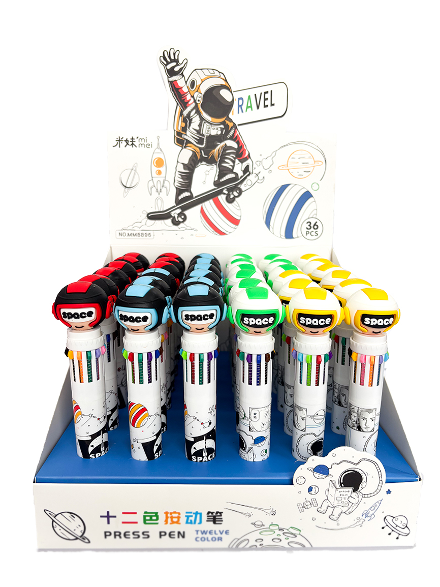 Lapicera multipaper retractil astronauta x12 colores