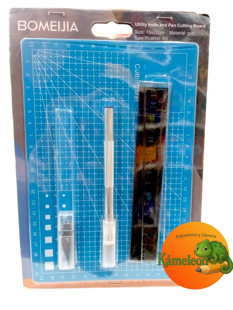 Base tabla de corte con bisturi + regla