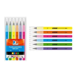 Marcadores ezco punta pincel neon x6