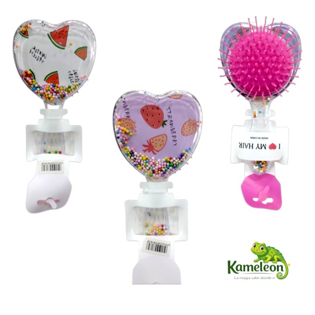 Peine con forma de corazon con bolitas