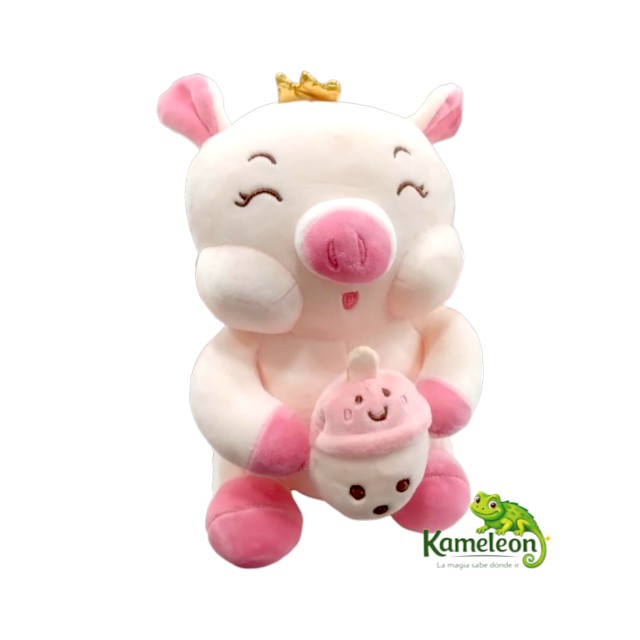 Peluche de chanchito con corona