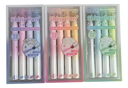 Set de resaltadores con brillitos: shiny pen