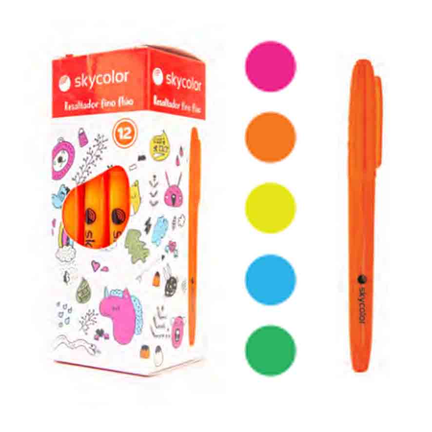 Resaltador skycolor fino fluo naranja