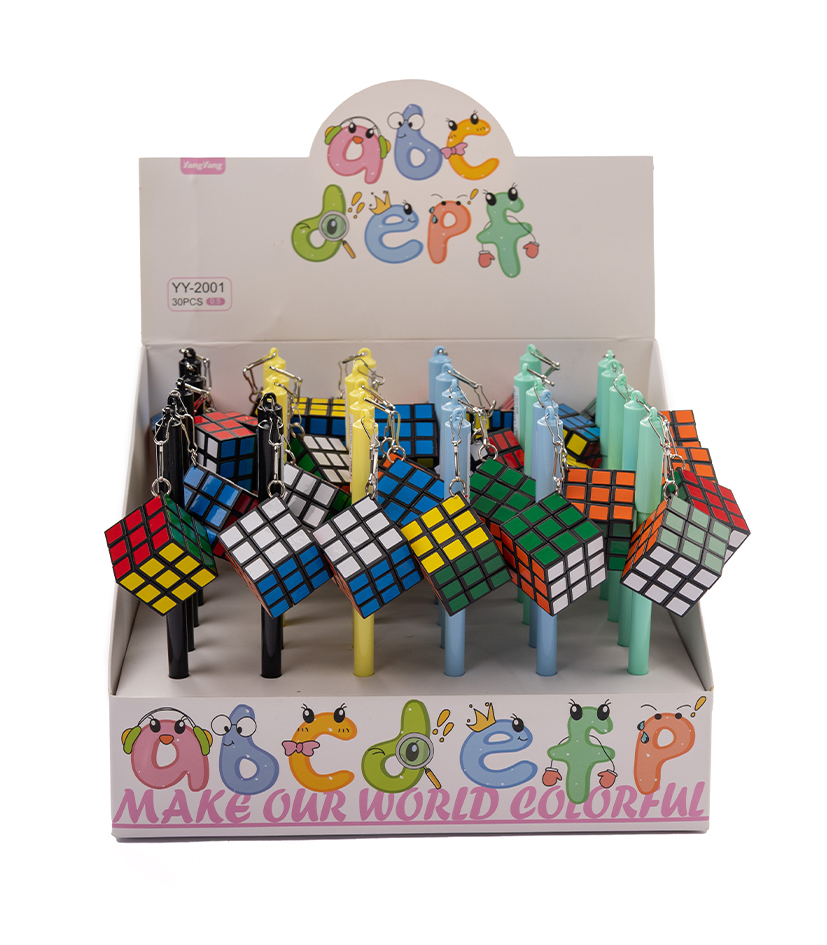 Lapicera con cubo magico azul