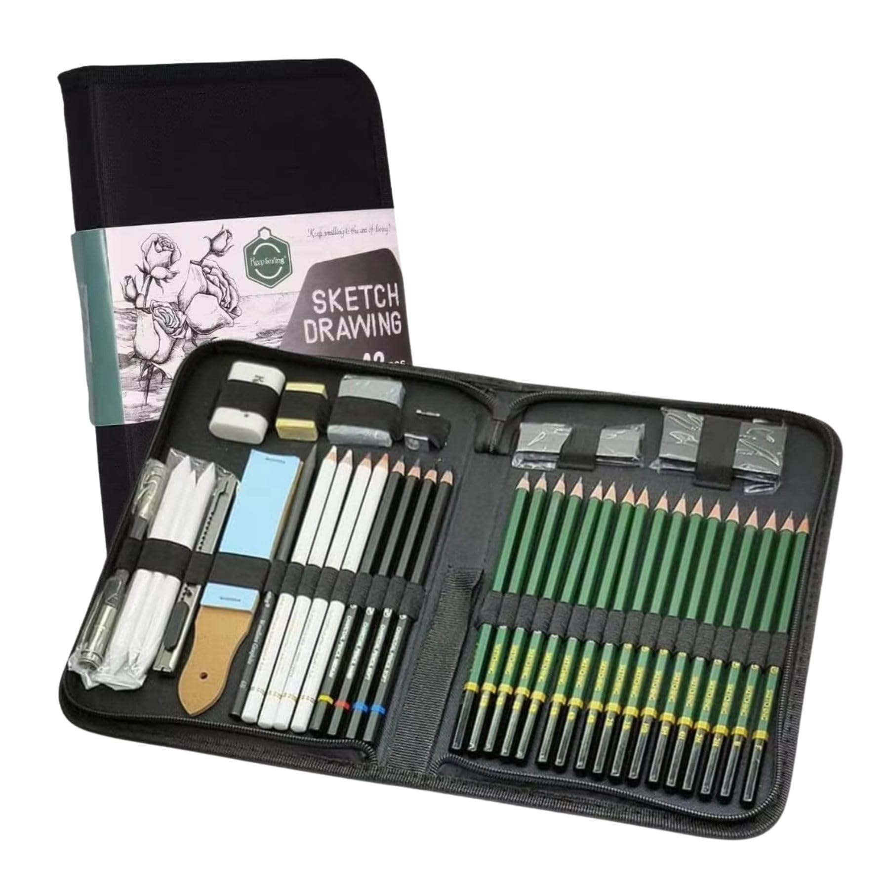 Set lapiz sketch drawing 42 pcs bolong