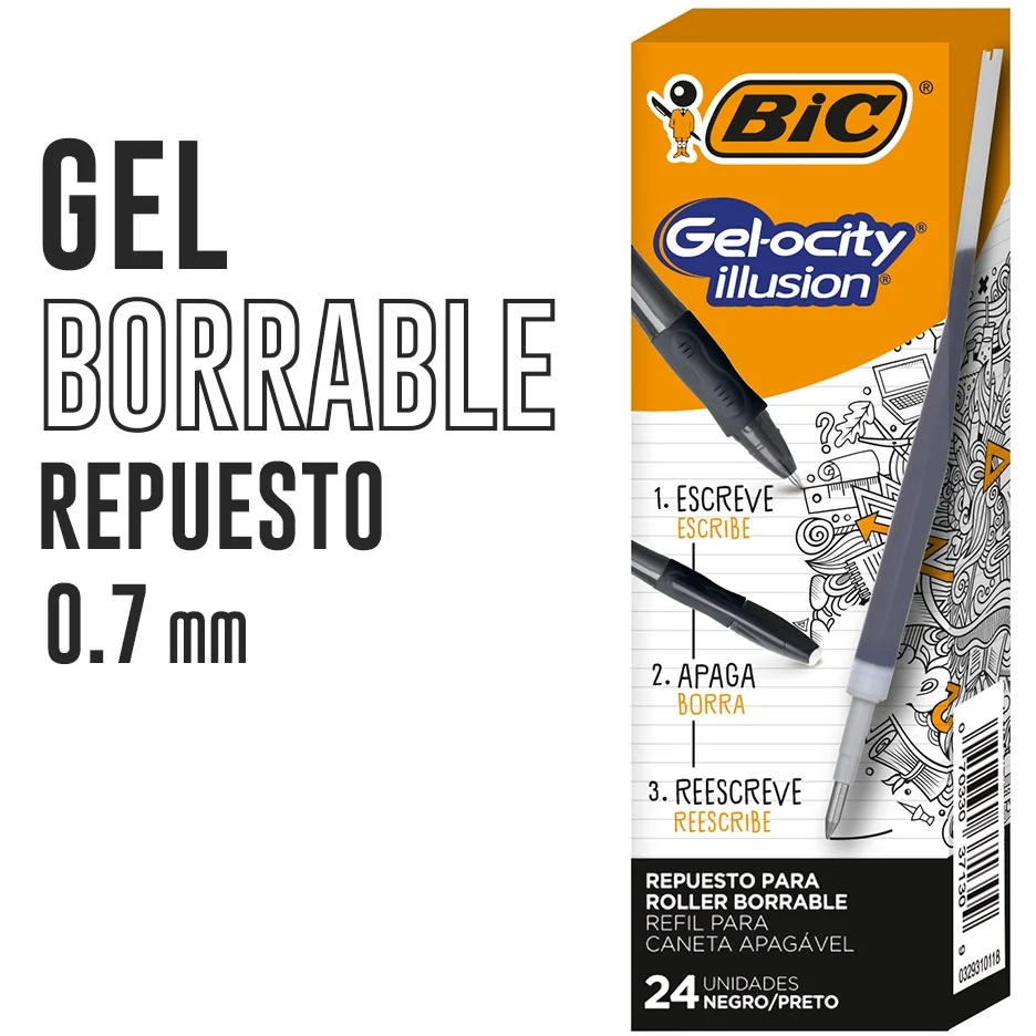 Repuesto bic  borrable rollerc negra