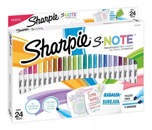 Resaltadores sharpie  s-note pastel 24 unidades