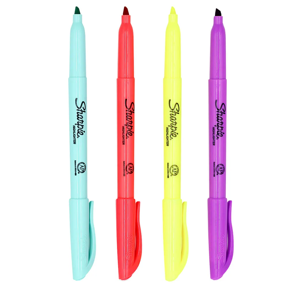 Resaltadortes sharpie finos fluo x 4 