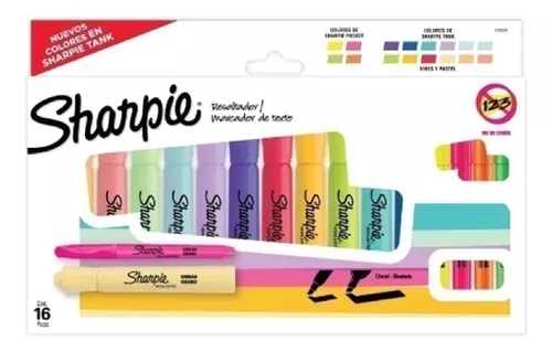 Resaltadores sharpie finos x 12 colores pastel + 4 pens fluo