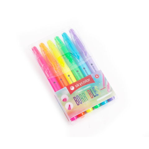Resaltadores skycolor borrables x6 colores