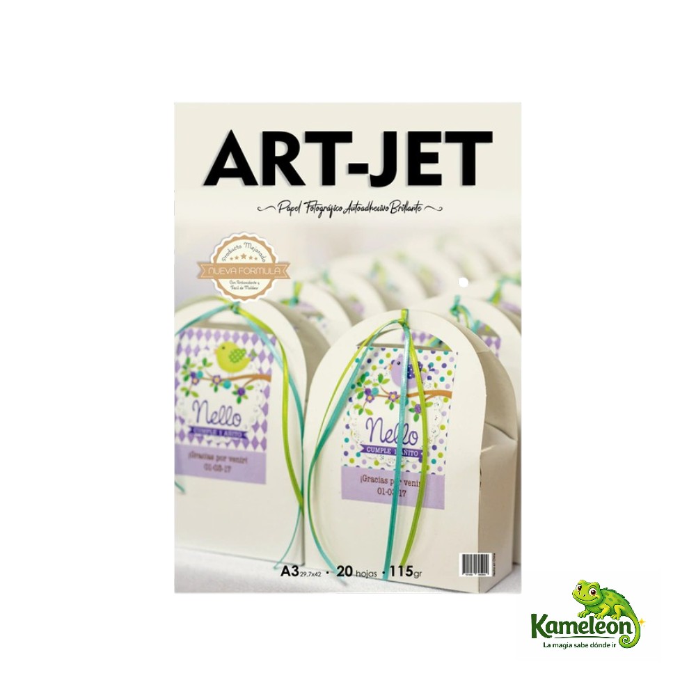 Papel art-jet fotografico adhesivo brillante a4 100 hojas 115gr.