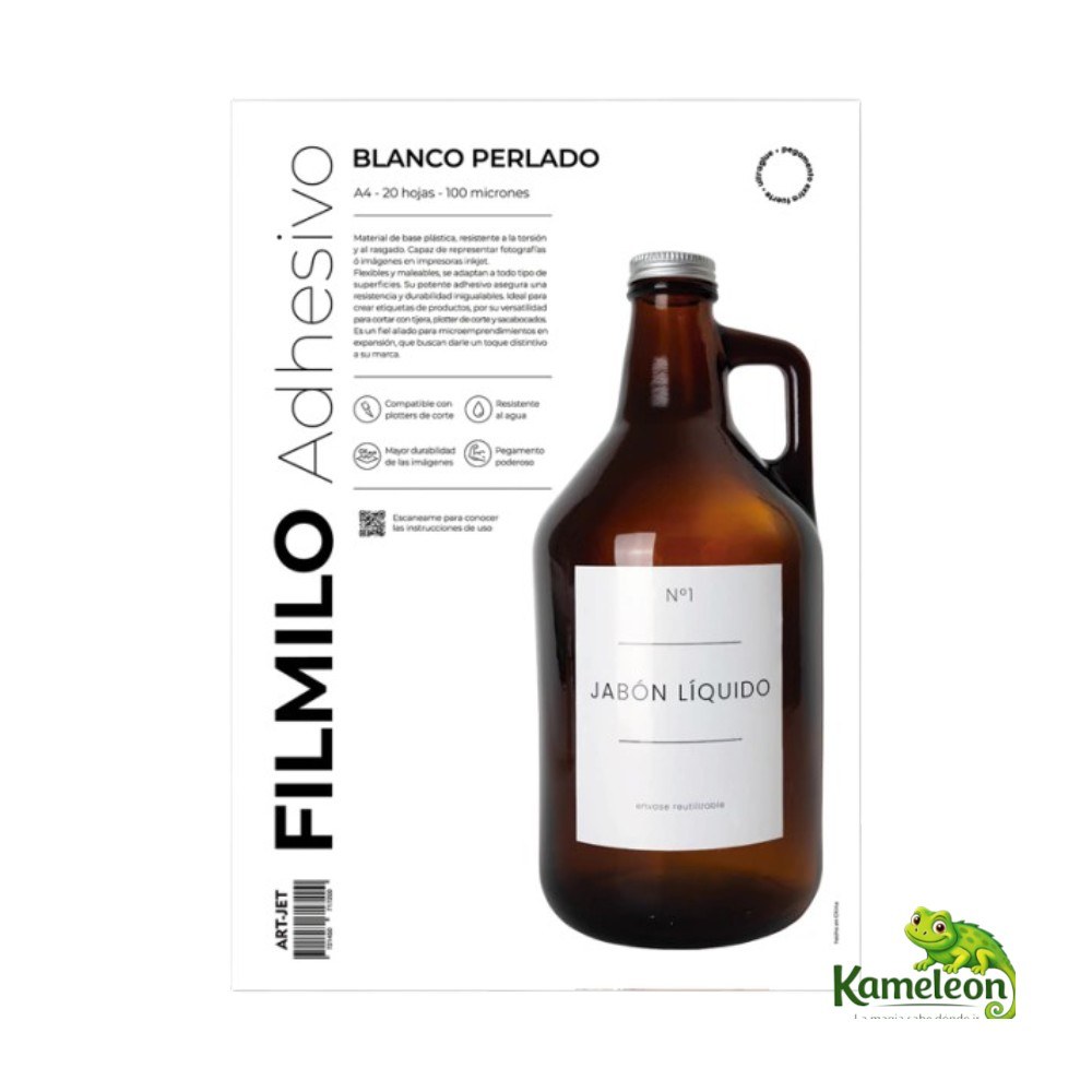 Papel filmilo  art-jet adhesivo blanco perlado x 20