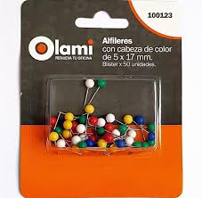 Alfiler olami con cabeza color blister x 50un.