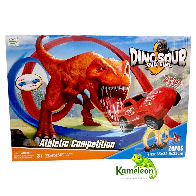 Pista de autos doble 360 c/dinosaurio