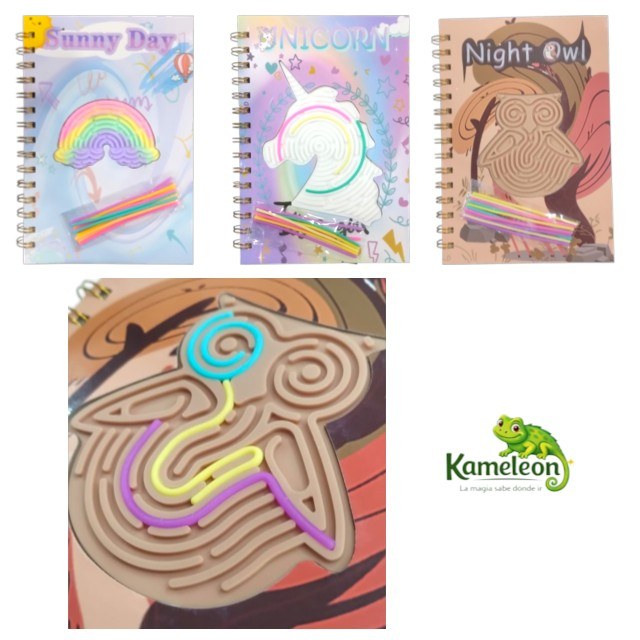 Cuaderno A5 con laberinto arcoiris