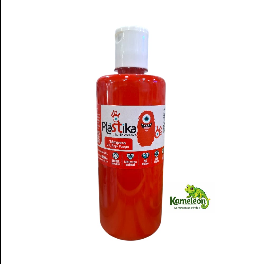Tempera plastika 550ml  23. rojo fuego