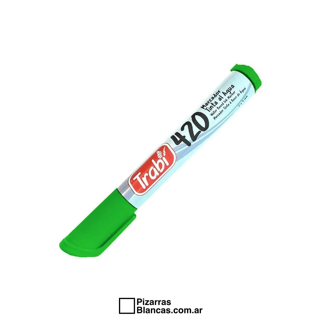Marcador trabi tinta al agua 420 verde  fluo