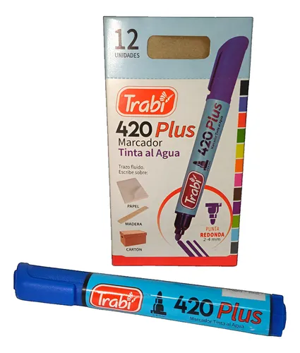 Marcador trabi 420 plus tinta al agua trazo 4-6mm azul