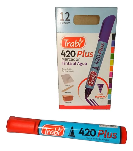Marcador trabi 420 plus tinta al agua trazo 4-6mm rojo 